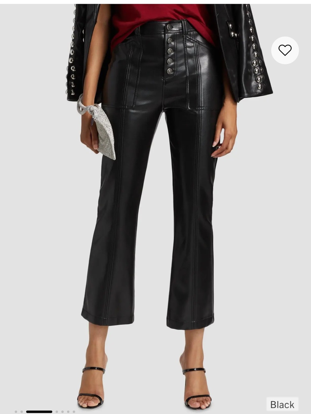 cinq a sept Black High-Rise Faux Leather Cropped Pants